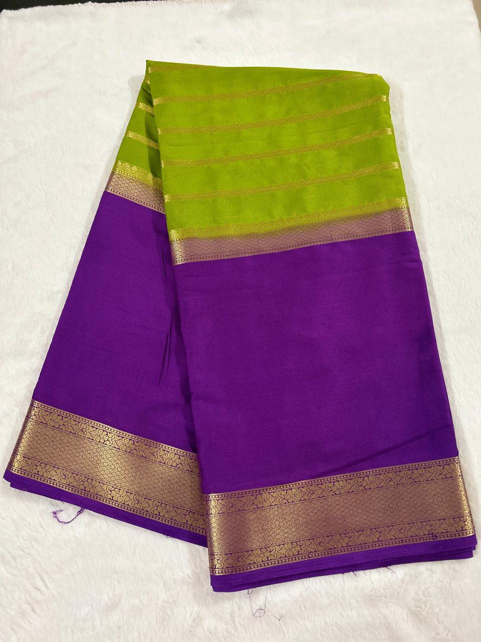 2D Semi Mysore Crepe Silk Saree