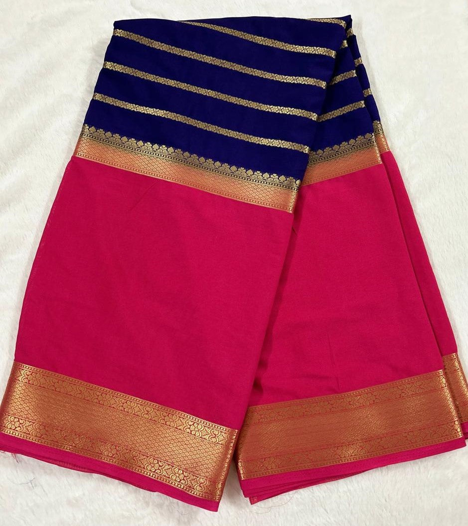 2D Semi Mysore Crepe Silk Saree