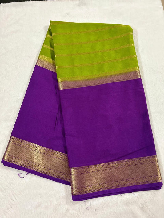 2D Semi Mysore Crepe Silk Saree