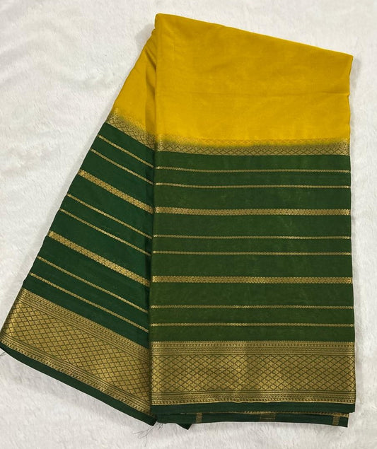 2D Semi Mysore Crepe Silk Saree