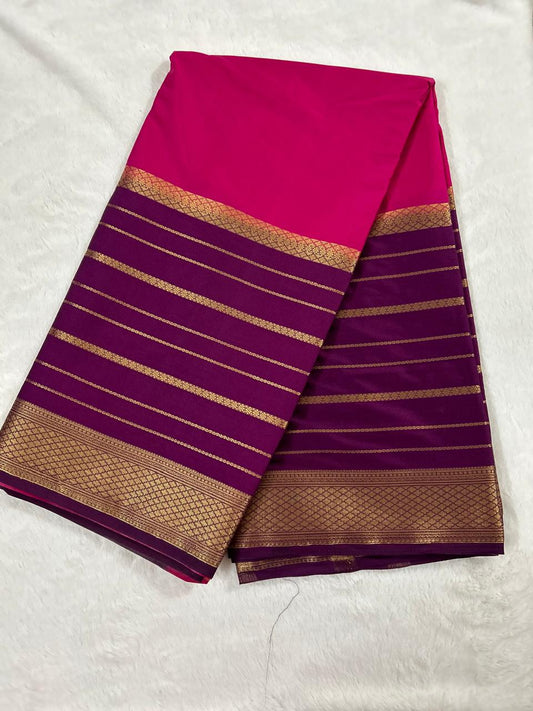 2D Semi Mysore Crepe Silk Saree