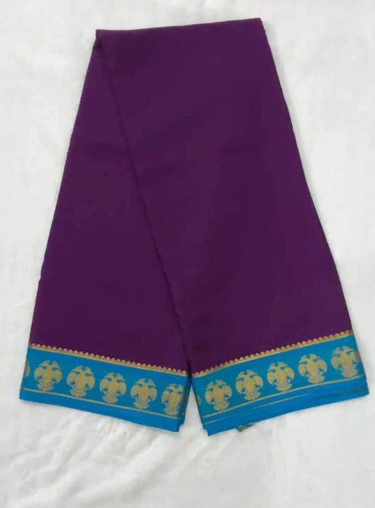 Pure Mysore Silk- Purple with Ghandabherunda border
