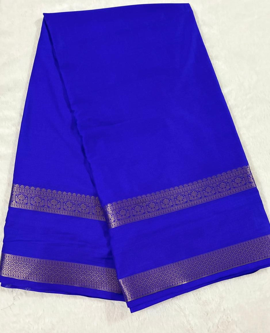 Premium Semi Mysore Crepe Silk Saree with Bentex Border