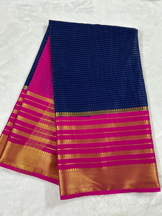 Blue & Pink - Half and half with stripes