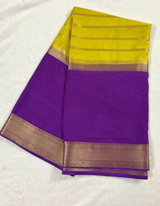 2D Semi Mysore Crepe Silk Saree